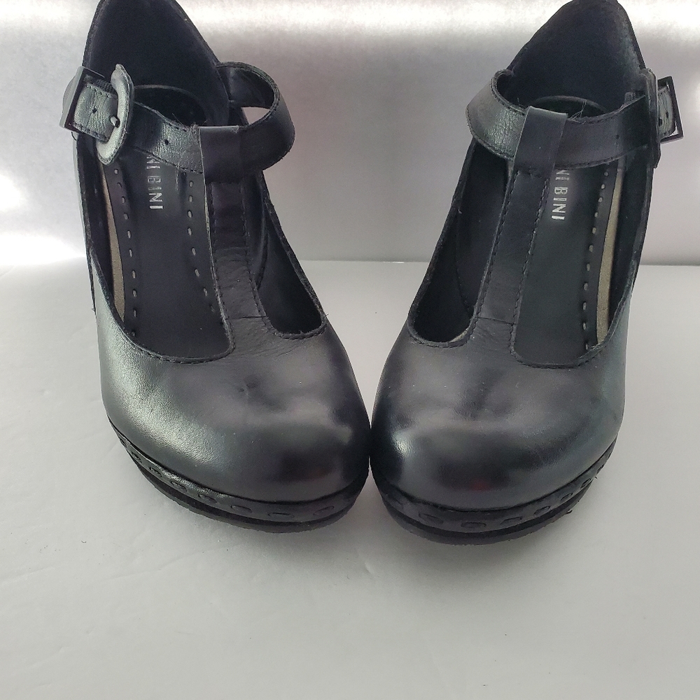 Gianni Bini Wedge Heel Mary Jane Leather Shoes
